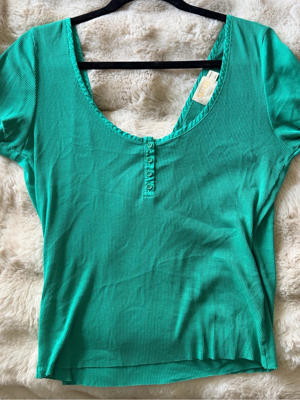 Nation LTD Green Scoop-Neck Ribbed Tee